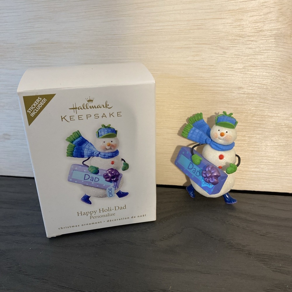 2010 Hallmark Keepsake Ornament Happy Holi-Dad Snowman Stickers Not Included